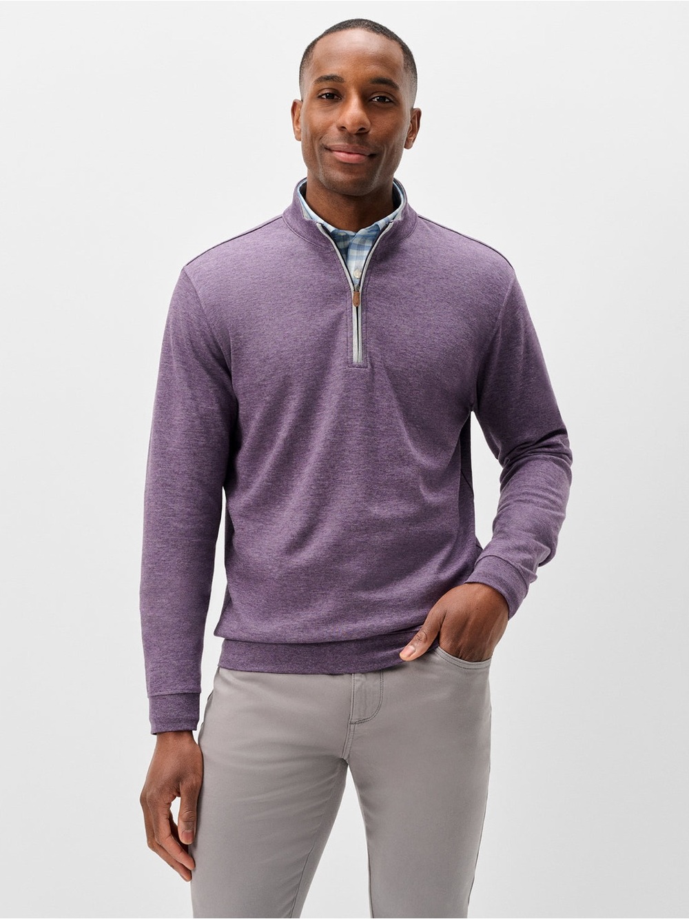 Johnnie-O Men L Sully 1/4 Zip Sweater Huckleberry Purple Golf Pullover